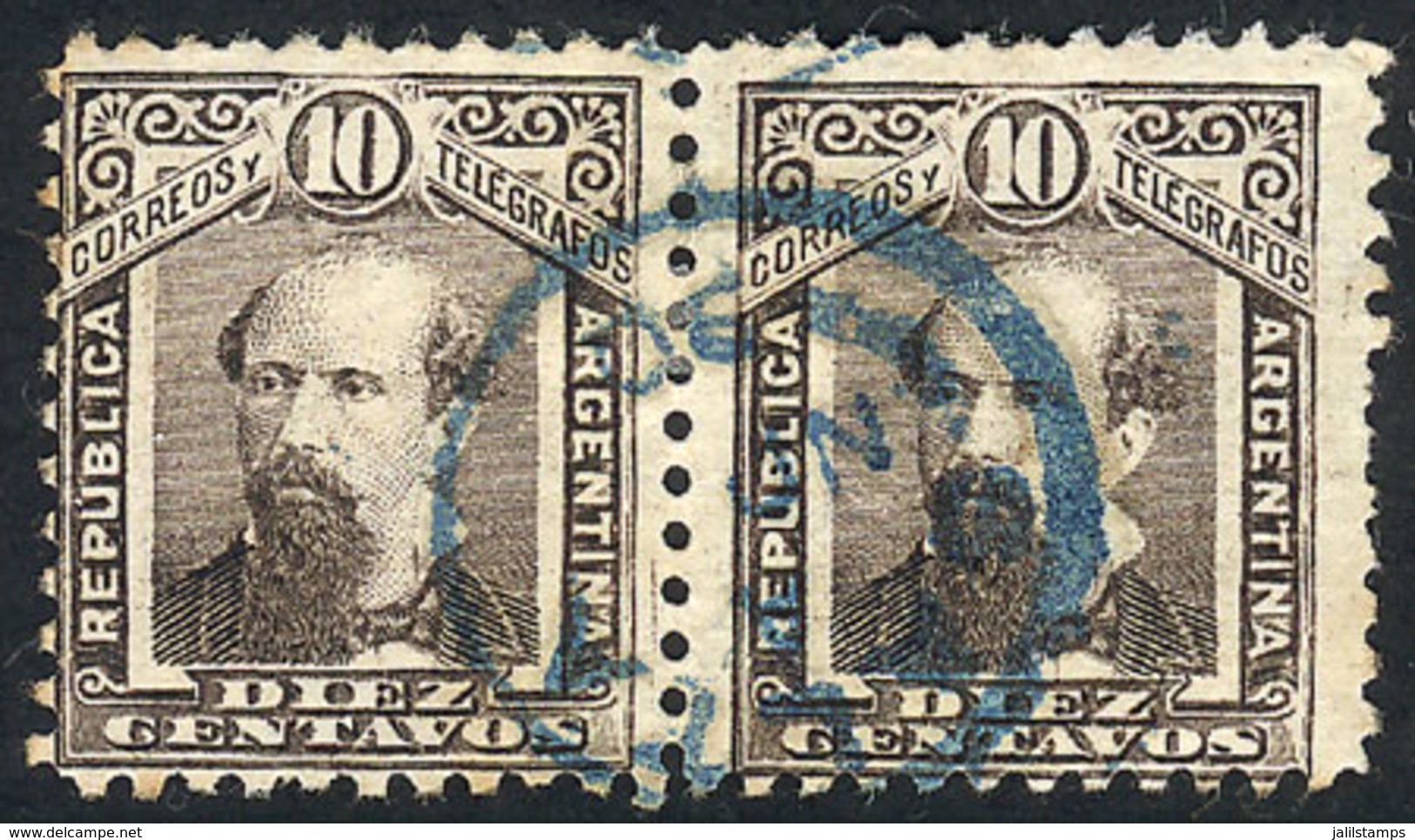 ARGENTINA: GJ.110, Pair With Interesting Blue Datestamp Of SALTA, VF Quality! - Other & Unclassified