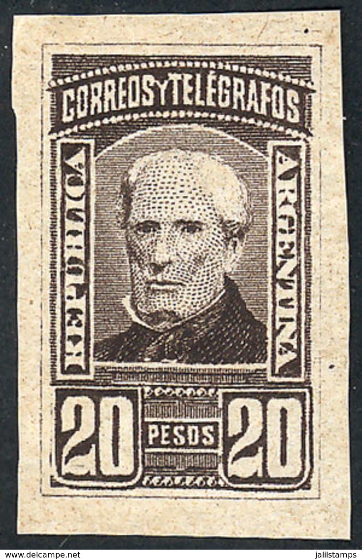 ARGENTINA: GJ.118, 1889 20P. Brown, TRIAL COLOR PROOF In Very Dark Chestnut, Printed On Thin, Yellowish Paper, Excellent - Other & Unclassified