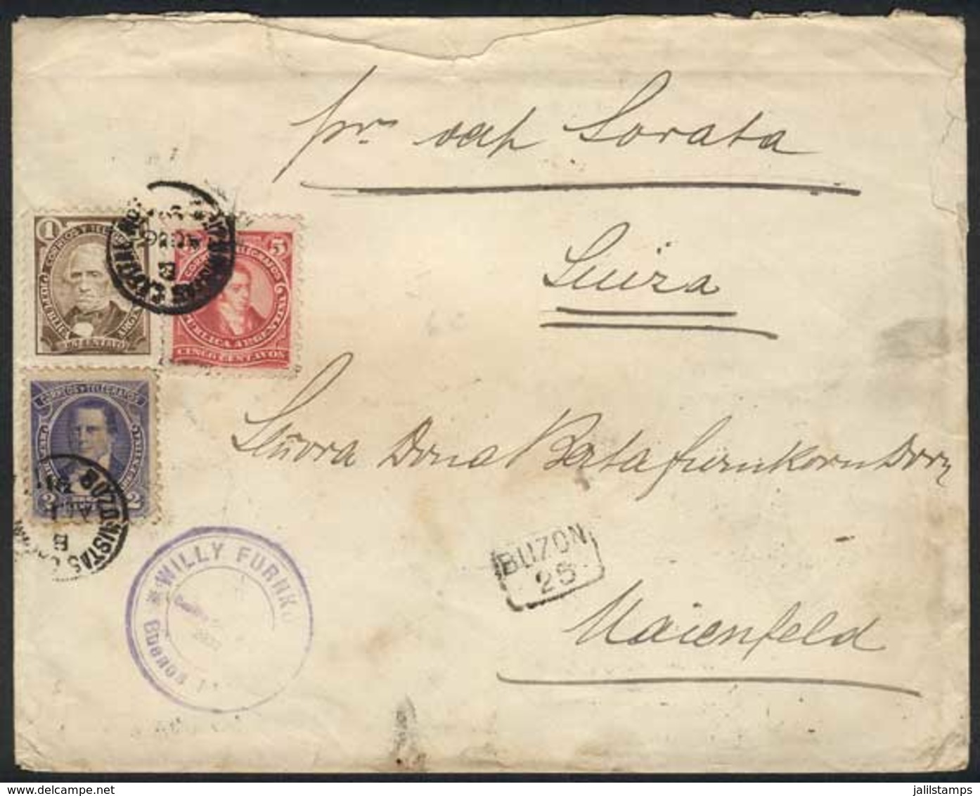 ARGENTINA: Cover Franked By GJ.98A (1c. WITH Frame But Worn Plate, Groundwork Of Horizontal Lines, Uncatalogued Until No - Other & Unclassified