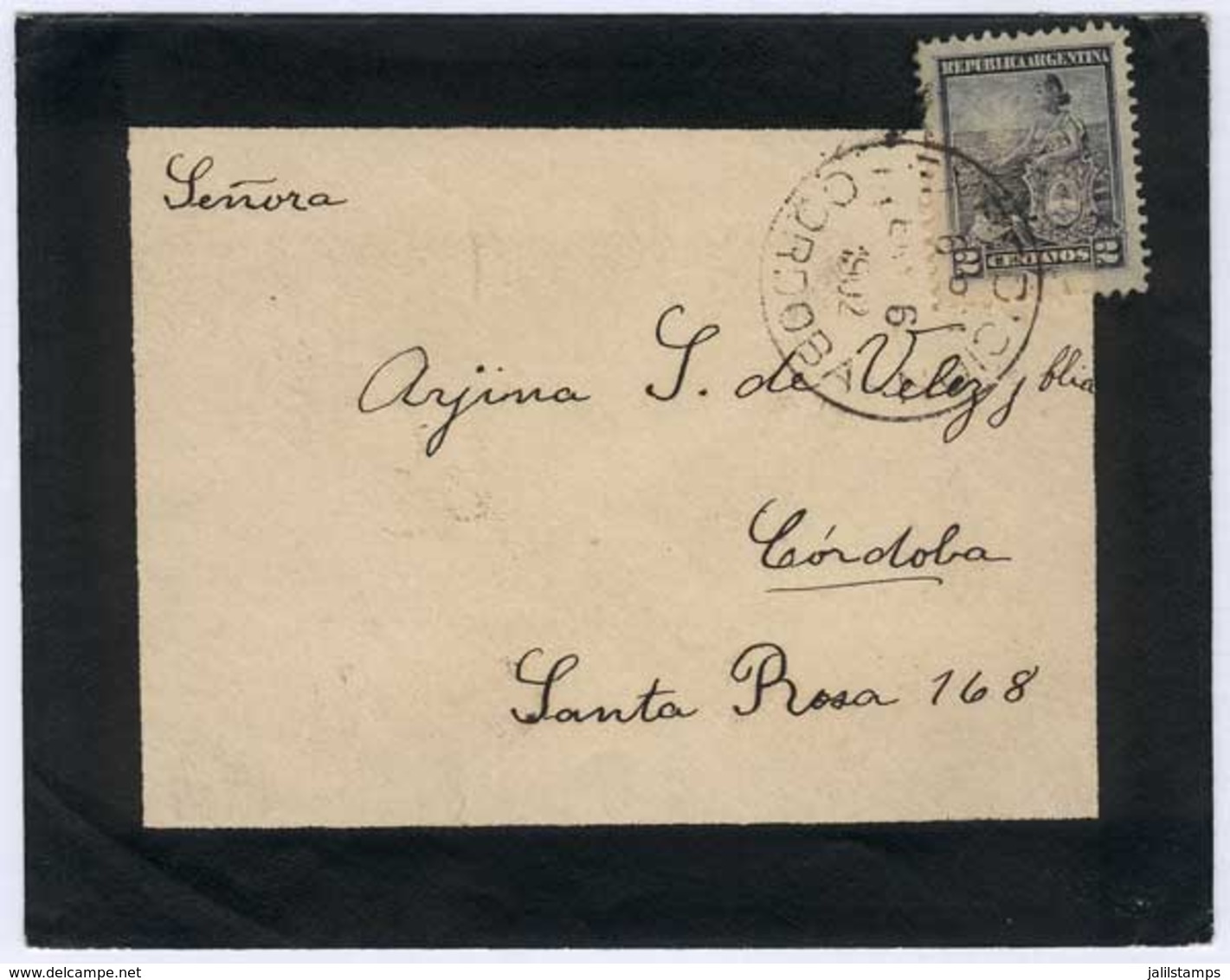 ARGENTINA: Mourning Cover Franked By GJ.219 (2c.), Used In Córdoba On 6/JA/1902, VF Quality! - Other & Unclassified