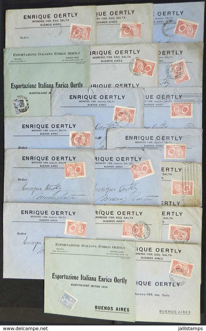 ARGENTINA: 20 Covers Sent To Buenos Aires (most In 1928), With 5c. Postages And Cancels Of For Example: Esperanza, Elort - Other & Unclassified