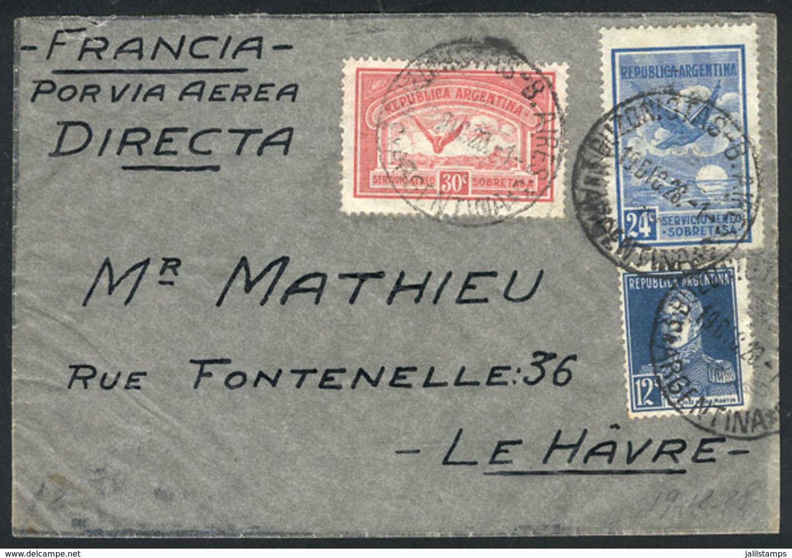 ARGENTINA: Home-made Cover Prepared To Attain The Minimum Weight, Sent To Le Havre (France) On 19/DE/1928, Franked With  - Other & Unclassified