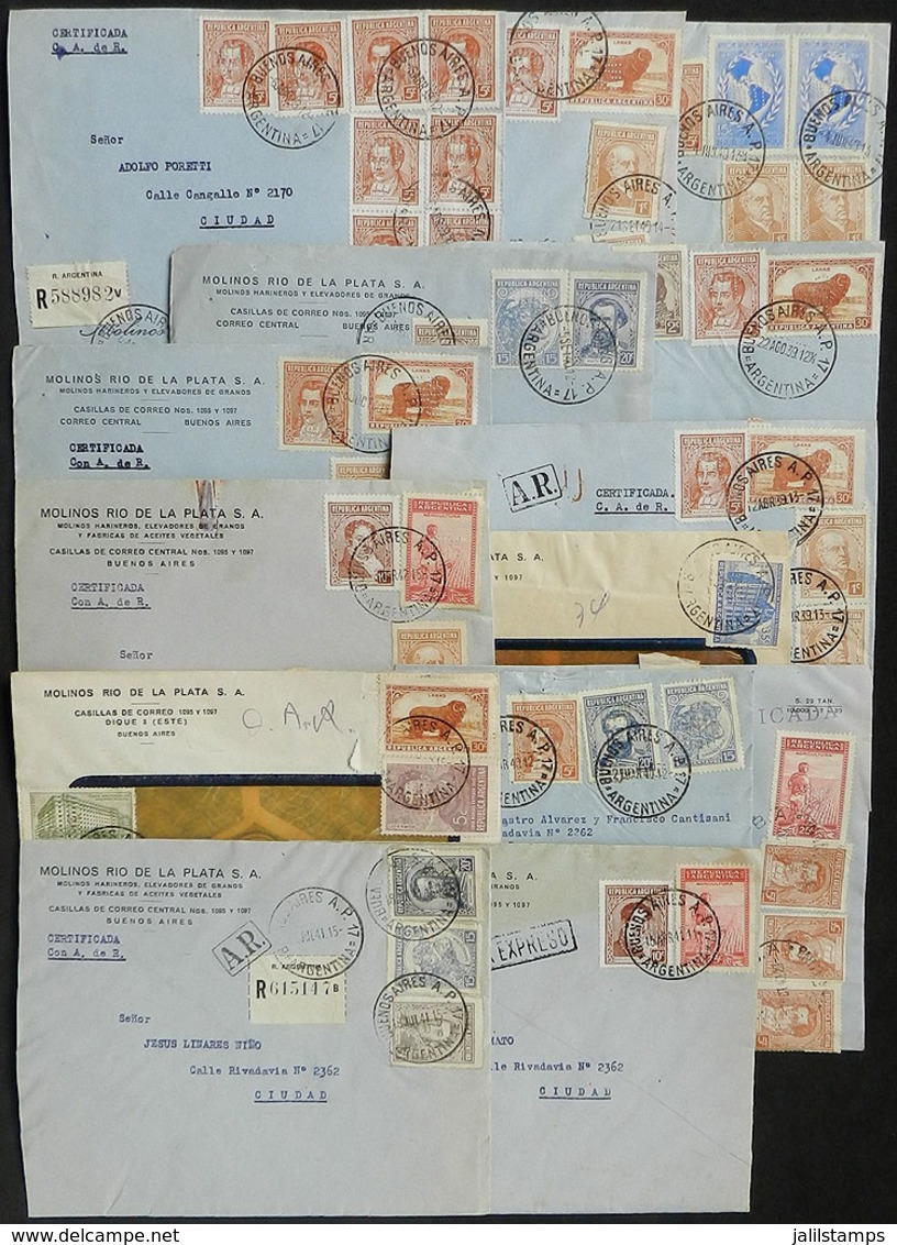 ARGENTINA: PERFINS: 14 Covers Posted Between 1939 And 1941 By The Company Molinos Río De La Plata S.A., Franked With Sta - Other & Unclassified