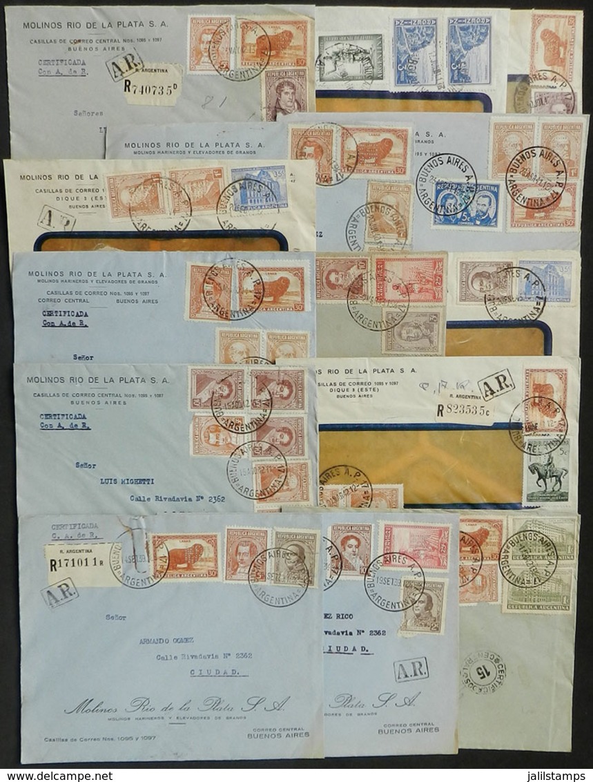 ARGENTINA: PERFINS: 14 Covers Posted Between 1939 And 1961 By The Company Molinos Río De La Plata S.A., Franked With Sta - Other & Unclassified