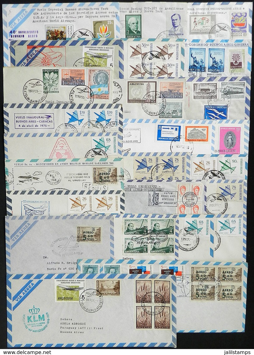 ARGENTINA: FIRST FLIGHTS: 25 Covers Flown Between 1958 And 1981, First Flights Or Special Flights, Fantastic Postmarks A - Other & Unclassified