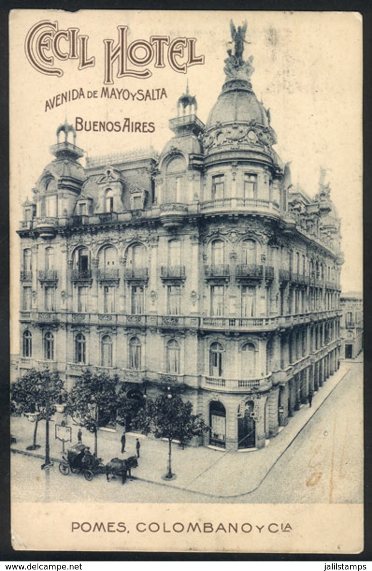 ARGENTINA: BUENOS AIRES: Cecil Hotel, Very Rare Postcard Sent From USA To Italy In 1912, Very Nice! - Argentinien