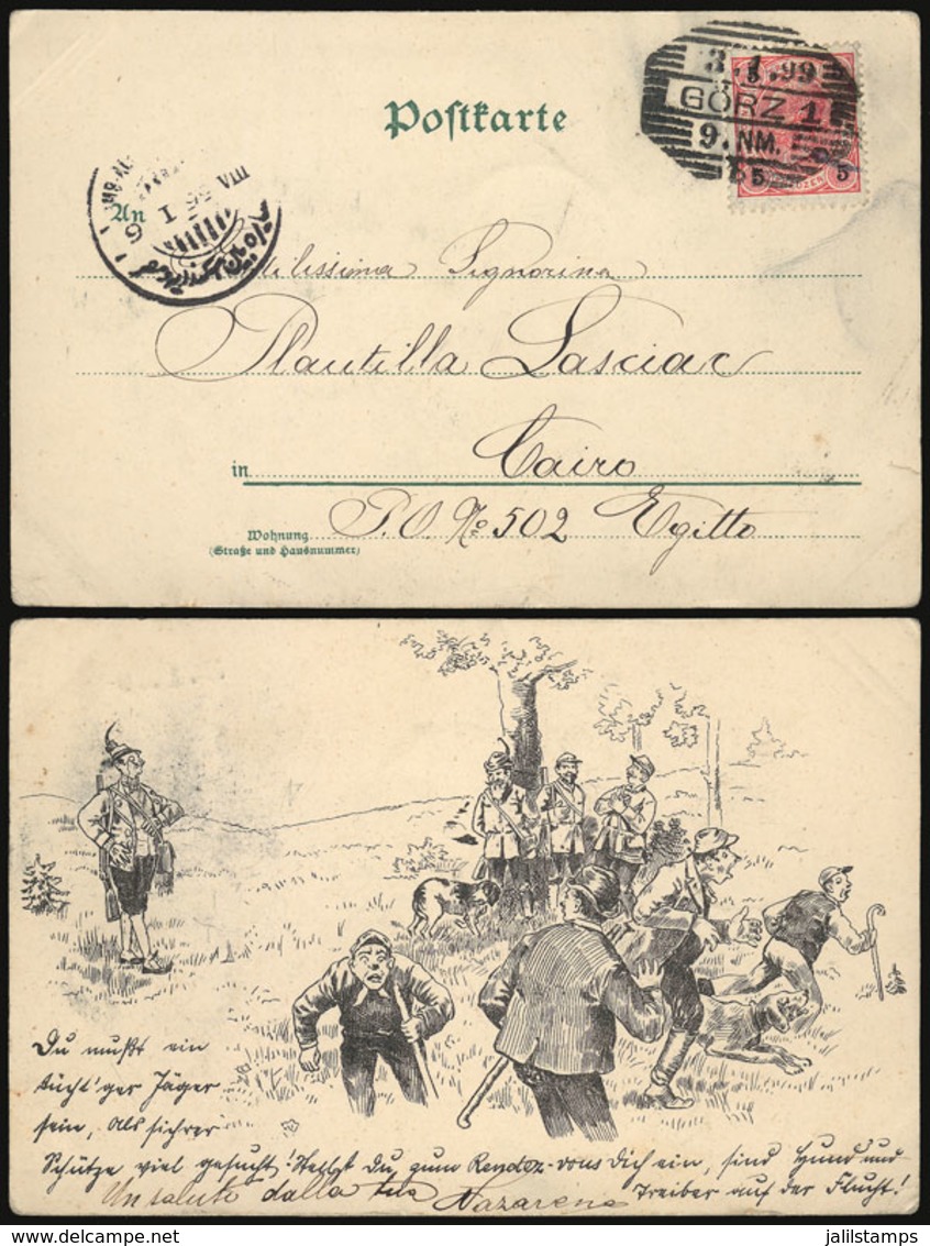 AUSTRIA: Postcard Sent From Görz To Egypt On 3/JA/1899, Cancelled AMB. ALEXANDRIE-CAIRE 9/JA/1899, Very Fine! - Andere & Zonder Classificatie