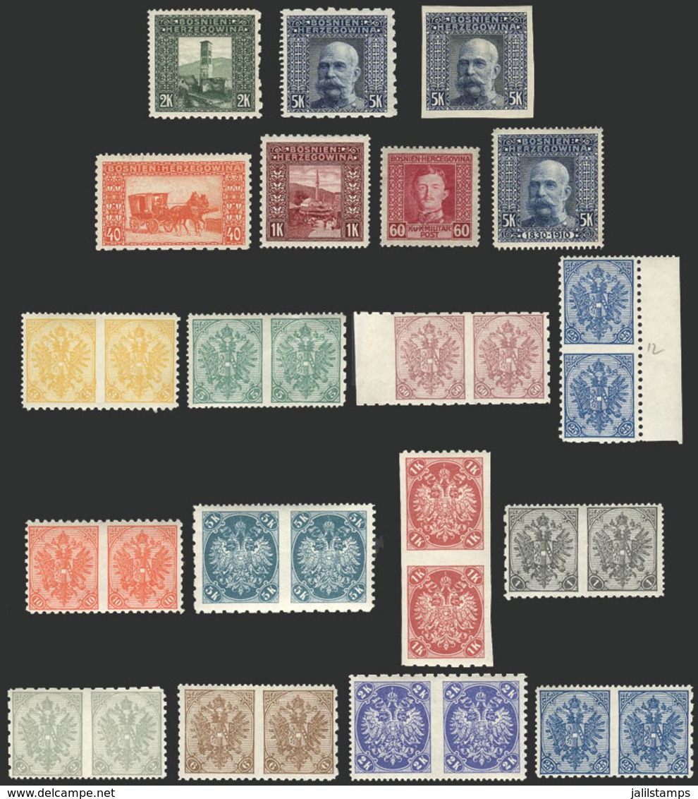 BOSNIA HERZEGOVINA: Lot Of Stamps And Pairs With PERFORATION VARIETIES, Including Among Others: Sc.116a (perf 11½.), Sev - Other & Unclassified