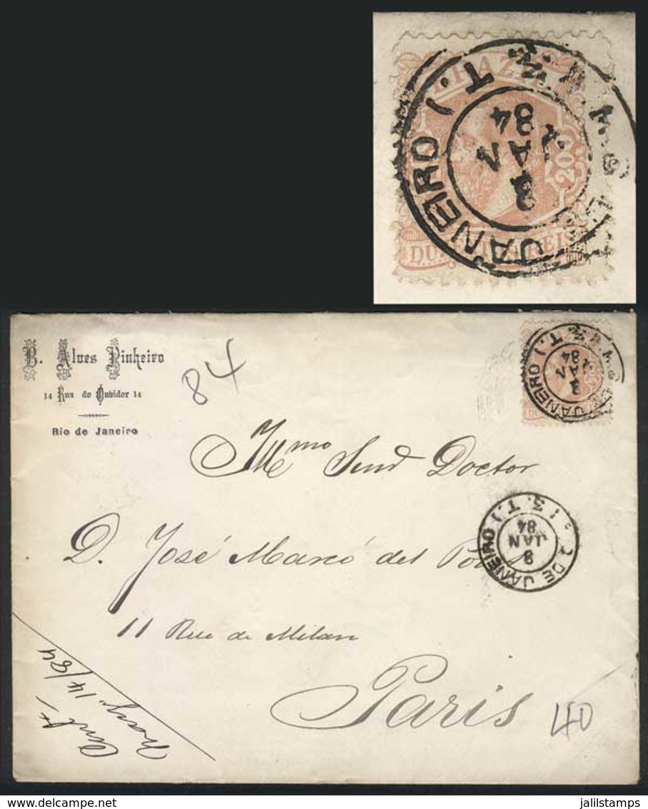 BRAZIL: Cover Franked By Sc.84 (200R. Of 1882, Type I), Sent From Rio De Janeiro To France On 8/JA/1884, VF Quality! - Sonstige & Ohne Zuordnung