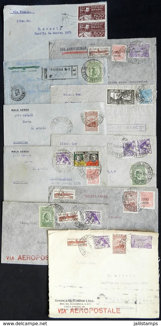 BRAZIL: 58 Covers + 1 Front Mailed To Argentina In The 1930s, Several Registered And Almost All Sent By Airmail (in Gene - Autres & Non Classés