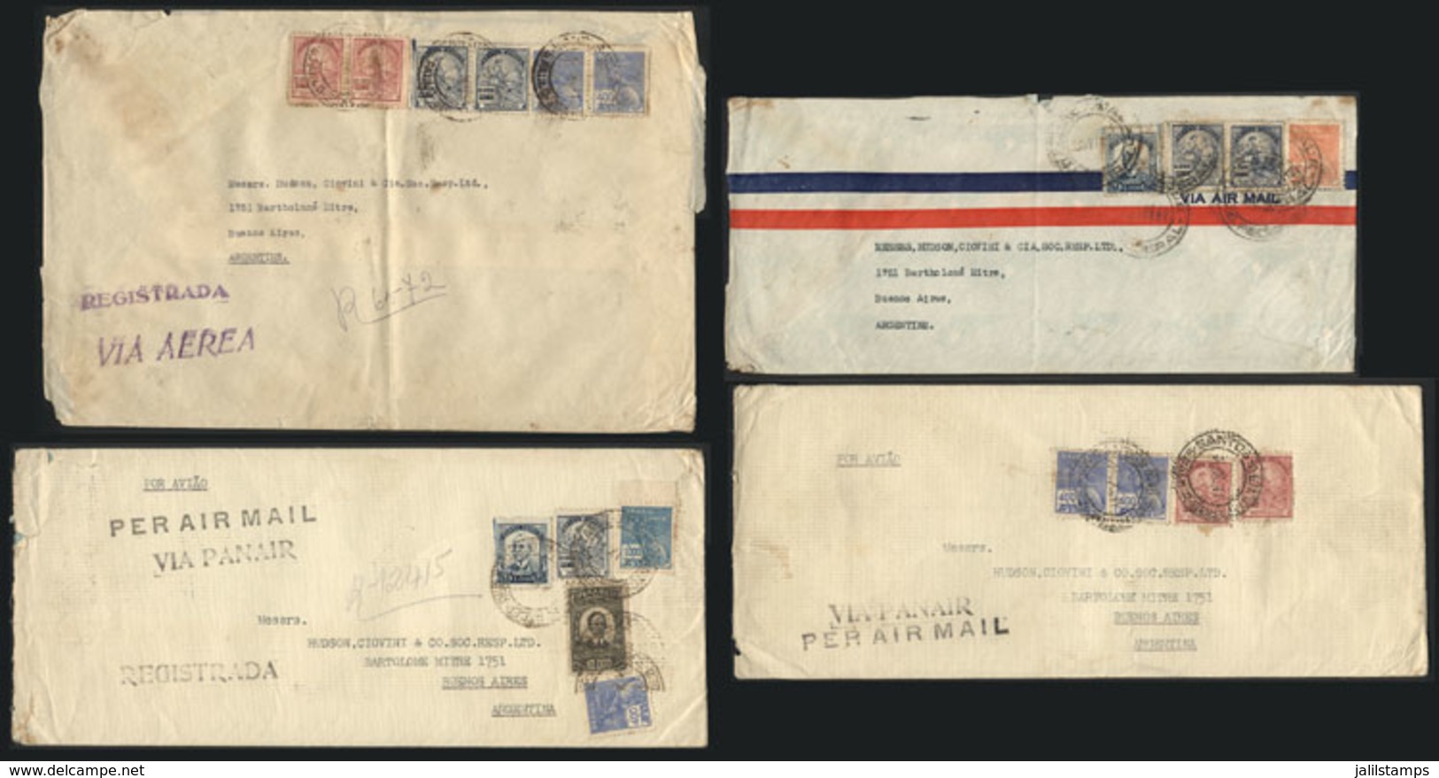 BRAZIL: 119 Covers Sent To Argentina, Most By Airmail In The 1930s And Early 1940s, Some Registered, Very Nice And Inter - Other & Unclassified