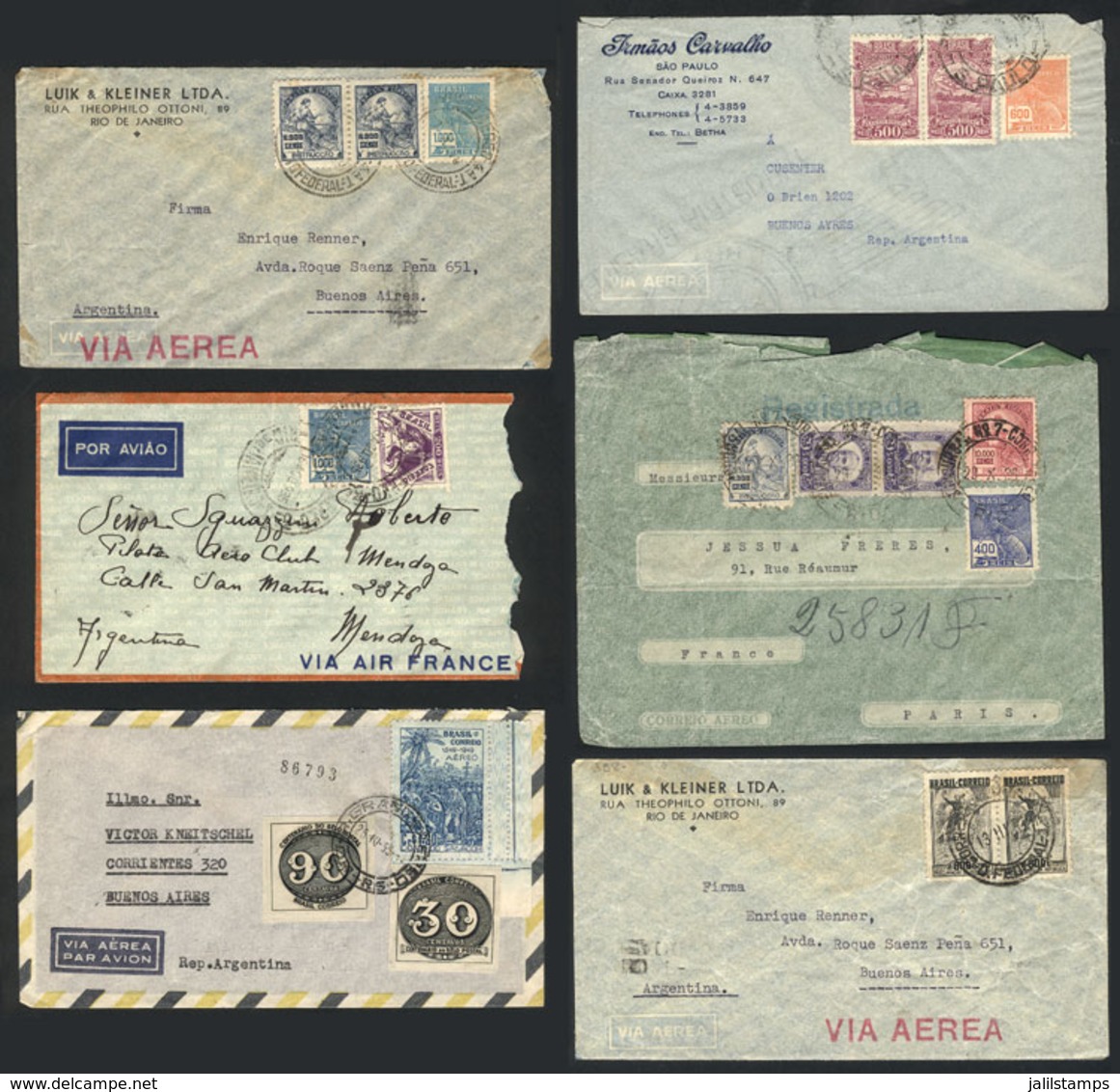 BRAZIL: More Than 45 Covers Sent To Argentina (mostly) In The 1930s And 1940s, General Quality Is Fine To Very Fine, Ver - Other & Unclassified