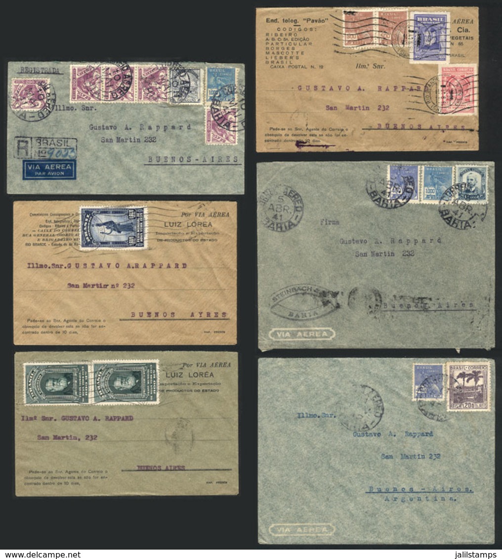 BRAZIL: 1940/41: 63 Airmail Covers Sent To Argentina, Some Registered, Very Nice And Interesting Postages, Good Lot For  - Otros & Sin Clasificación