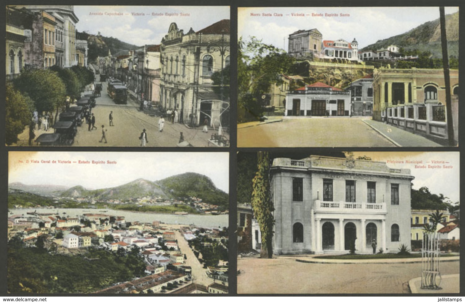 BRAZIL: VICTORIA (E.S.): 11 Old Beautiful Postcards, Very Good Views, All With Light Stains Else VF Quality, Low Start! - Other & Unclassified