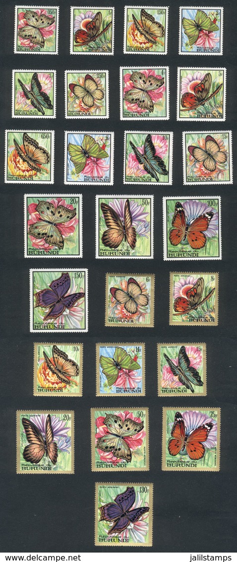 BURUNDI: Yvert 270/285 + A.82/90, Butterflies, Complete Set Of 25 Unmounted Values, Excellent Quality! - Other & Unclassified
