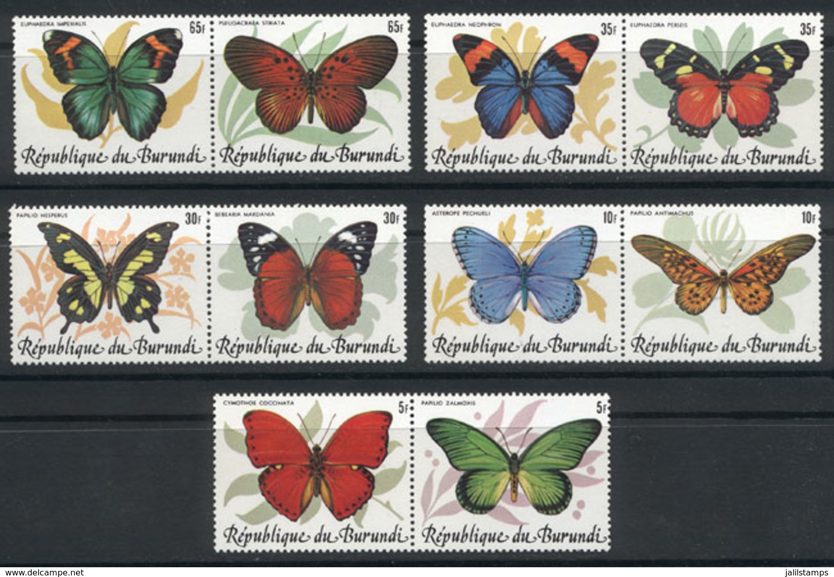 BURUNDI: Yvert 890/899, Butterflies, Complete Set Of 10 Unmounted Values, Excellent Quality! - Other & Unclassified