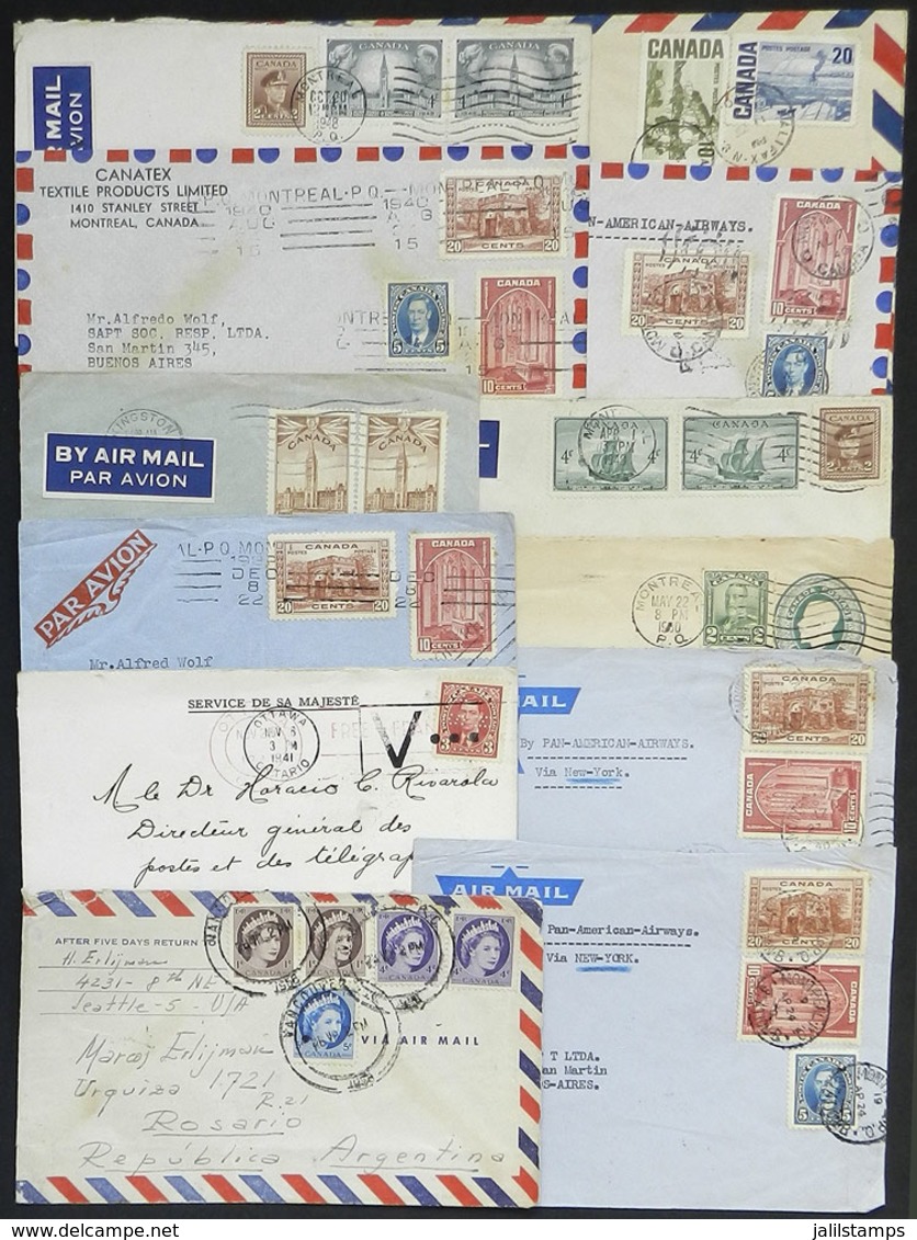 CANADA: 12 Used Covers, Most Sent To Argentina, There Are Nice Frankings And One Official Cover! - Other & Unclassified