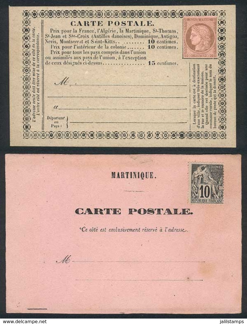 FRENCH COLONIES: 2 Old Postal Cards Franked With Yv.18 And 50, Unused, VF Quality! - Andere & Zonder Classificatie