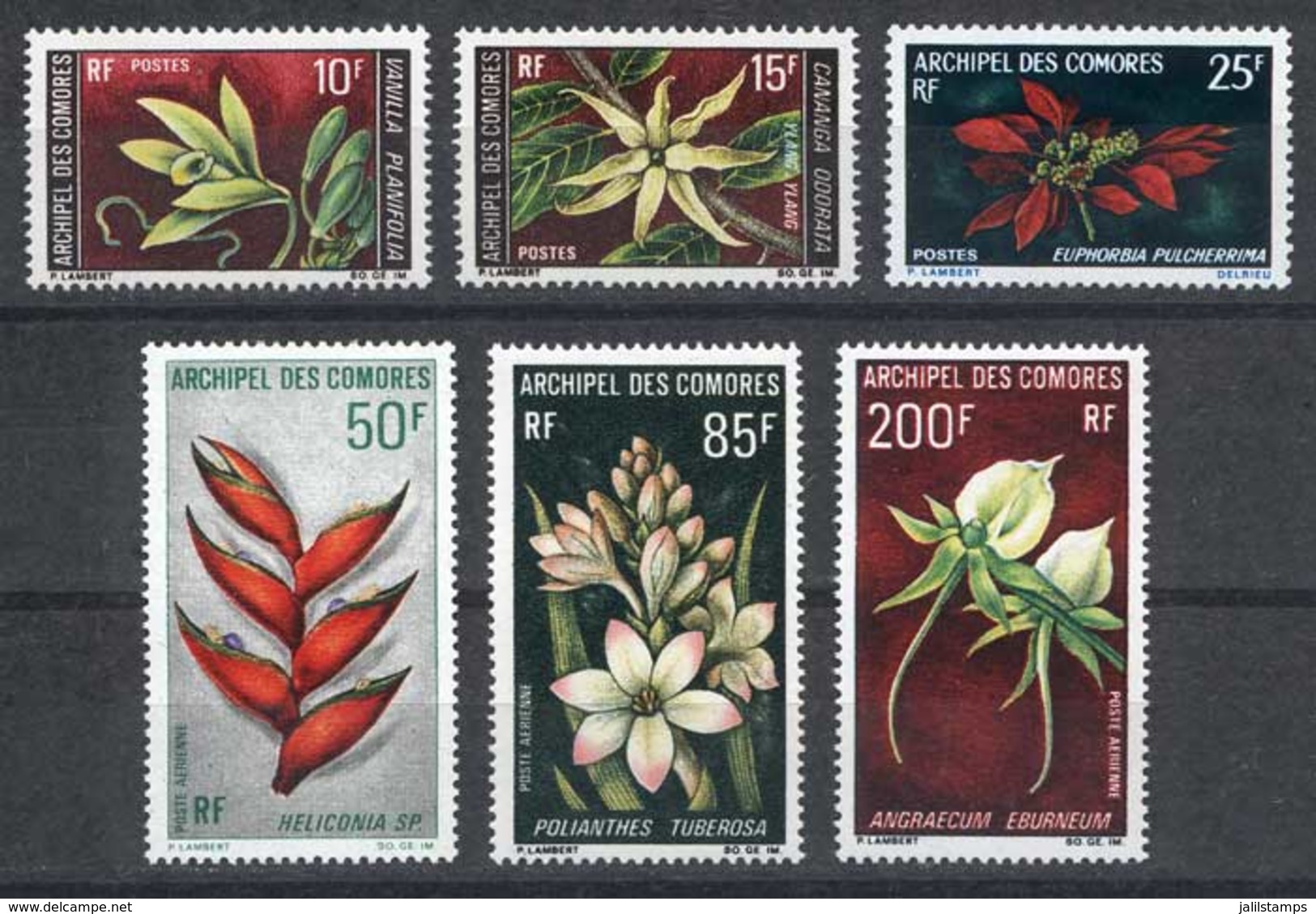 COMOROS: Yvert 53/54 + 56 + A.26/28, Flowers, Complete Set Of 6 Unmounted Values, Excellent Quality! - Comoros