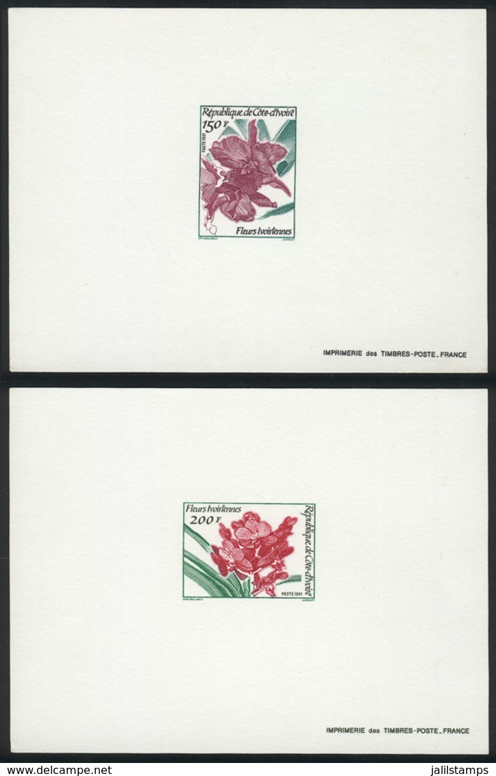 IVORY COAST: Yvert 886/7, 1991 Flowers, DELUXE PROOFS, Very Fine Quality! - Ivory Coast (1960-...)