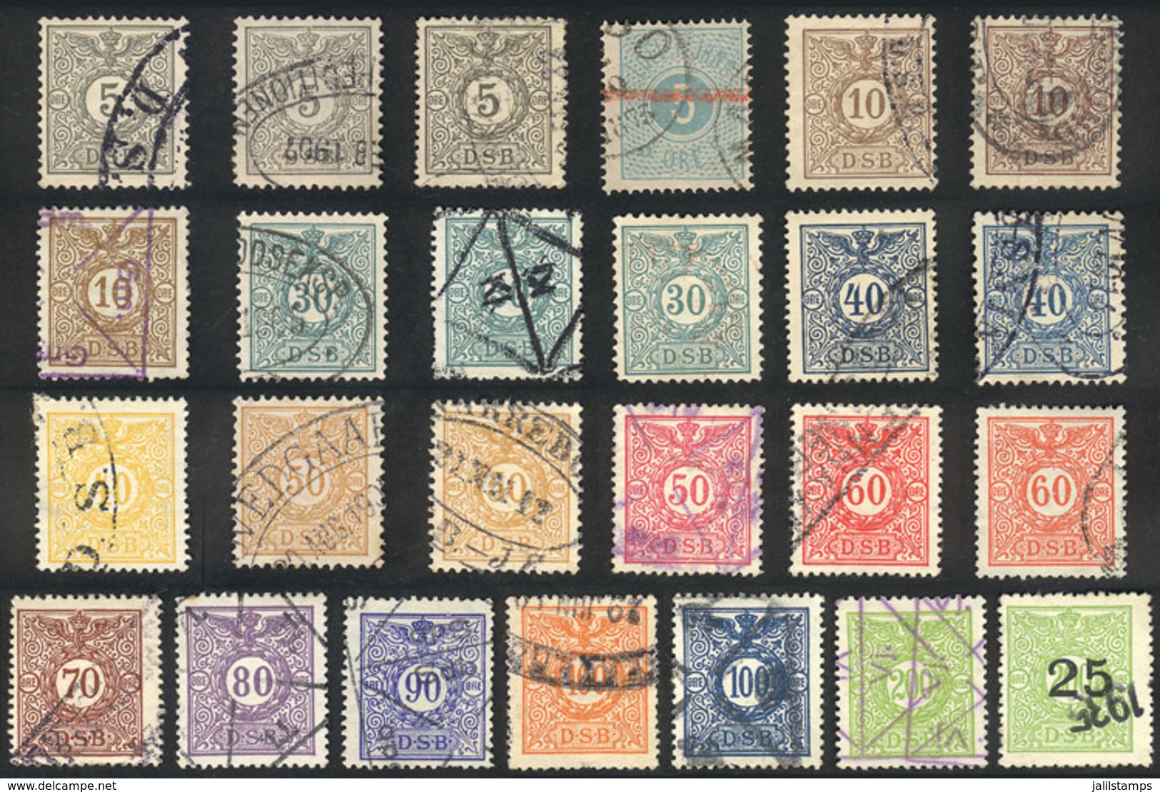 DENMARK: 25 Railway Parcel Post Stamps, Used, Almost All Different, VF Quality! - Other & Unclassified