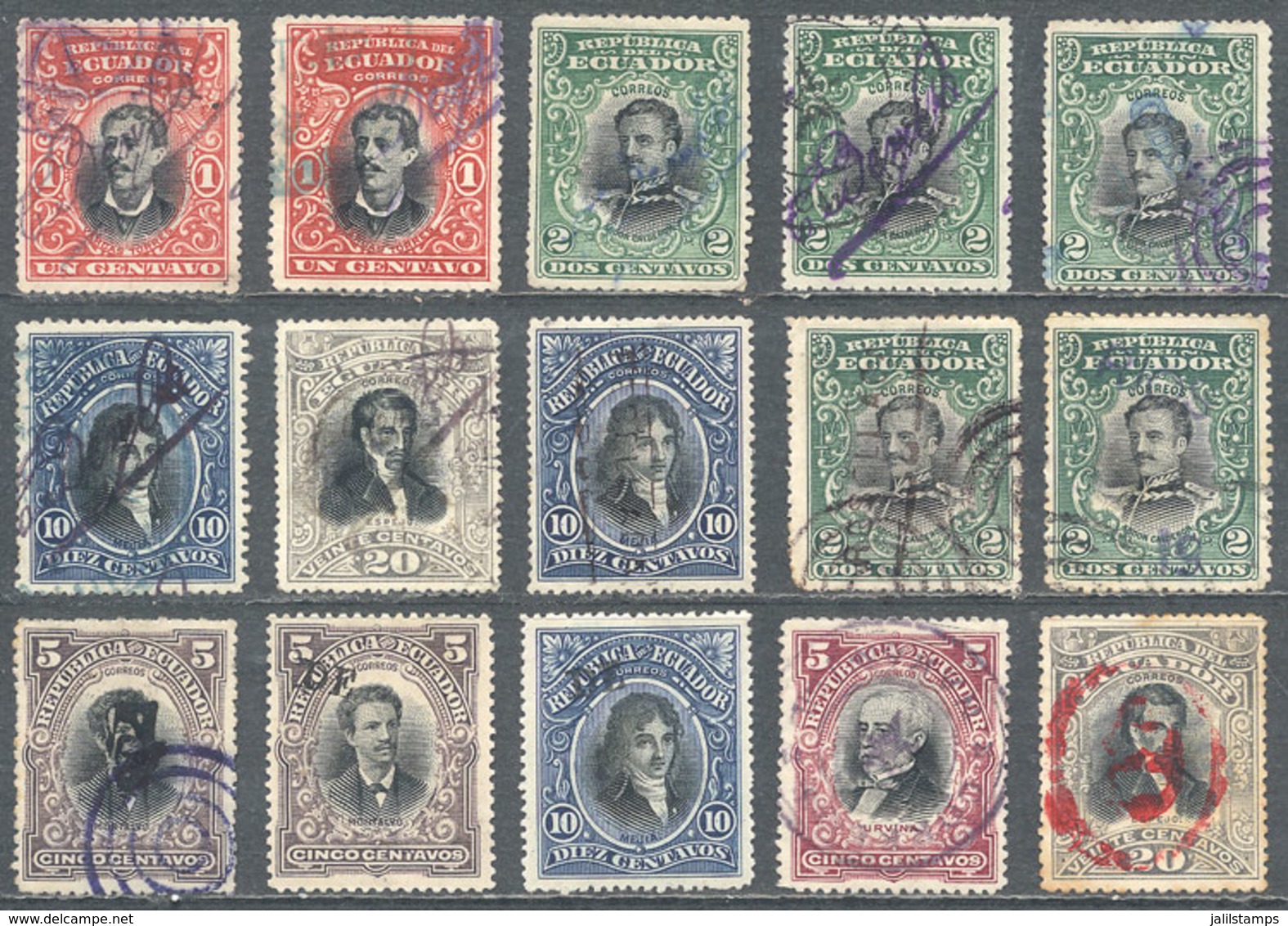 ECUADOR: Lot Of Stamps With Control Overprints Of 1902, Fine General Quality, Interesting! - Ecuador