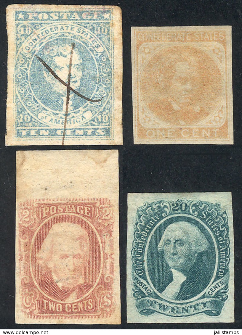 UNITED STATES: Stockcard With 4 Very Interesting Stamps, Very Fine General Quality, Yvert Catalog Value Euros 400+ - 1861-65 Confederate States