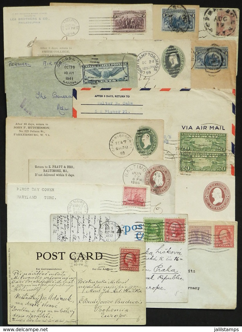 UNITED STATES: 14 Covers And Cards Used Between Approximately 1880 And 1934, Interesting! - Postal History