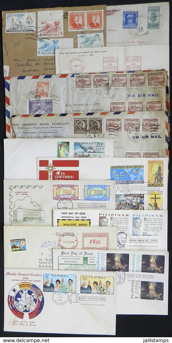 PHILIPPINES: 12 Covers, Some Are FDC Covers And Others Used (several Sent To Argentina), Varied Frankings, Most Of Fine  - Philippines