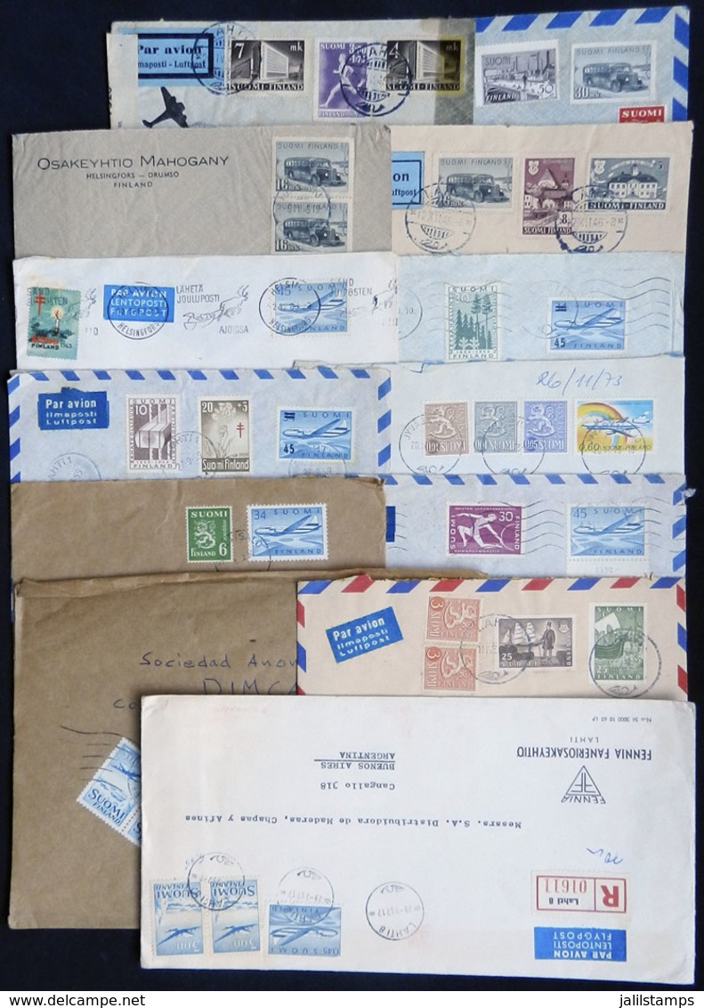 FINLAND: 13 Covers, Wrappers, Etc. Sent To Argentina Between 1945 And 1975, One With Double Censorship, Some Good Franki - Other & Unclassified