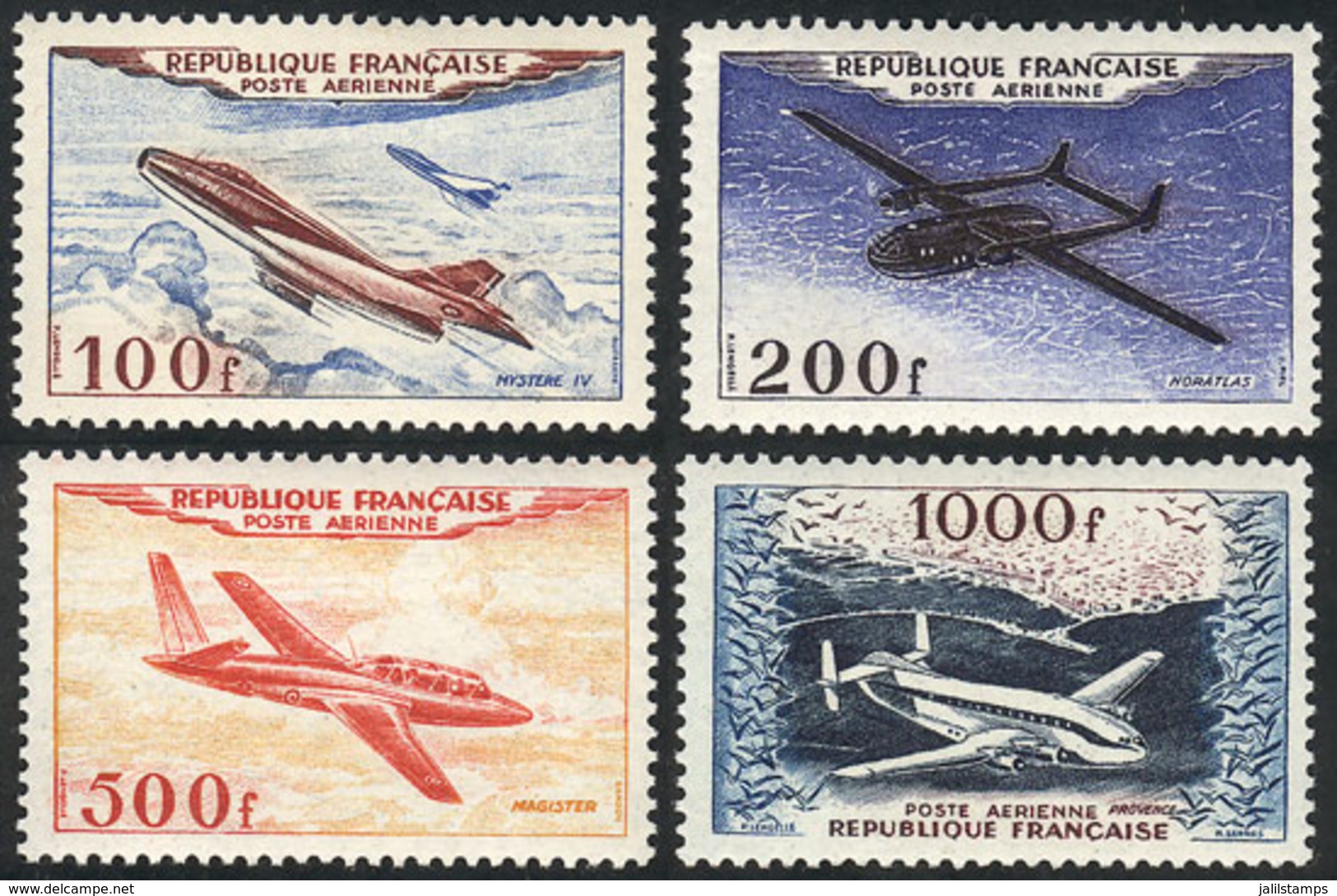 FRANCE: Yvert 30/33, 1954 Airplane Prototypes, Cmpl. Set Of 4 Values, Mint Lightly Hinged, VF Quality, Catalog Value Eur - Altri & Non Classificati