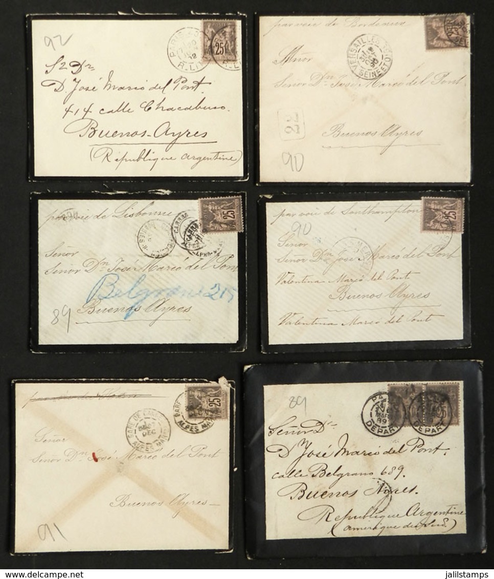 FRANCE: 42 Mourning Covers Sent To Argentina Between 1887 And 1892, All Franked With 25c. (some With Double Rate Of 50c. - Andere & Zonder Classificatie