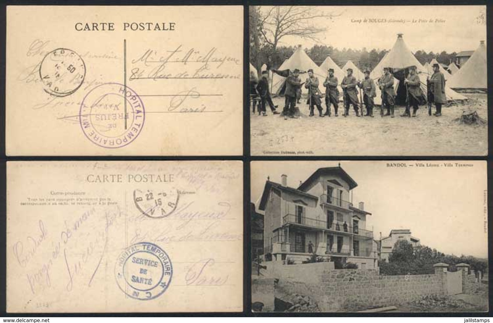 FRANCE: Lot Of 13 Postcards (rare Views Of Small Towns And Places!) Used Between 1915 And 1918, All With FREE FRANKINGS  - Other & Unclassified