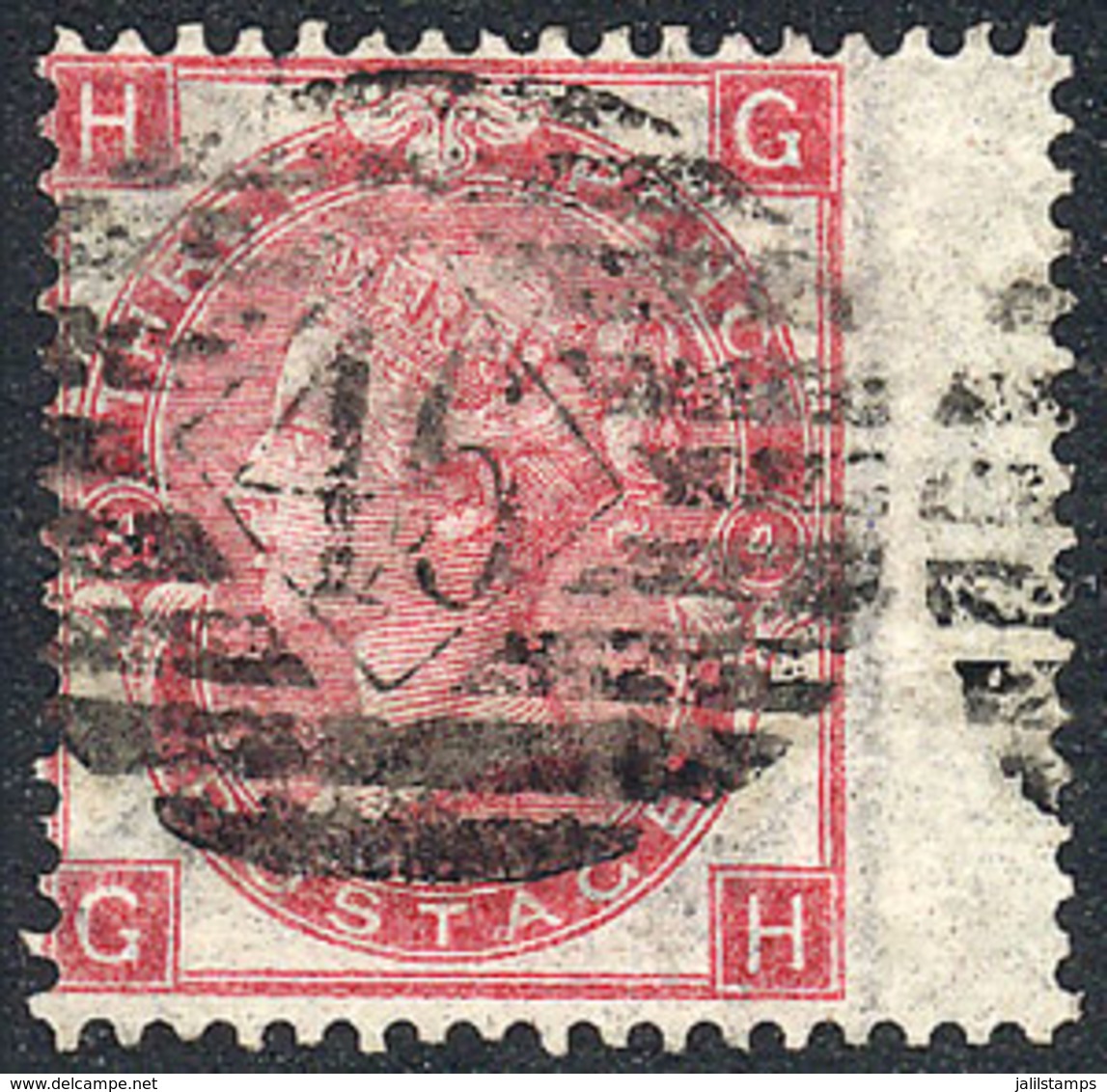 GREAT BRITAIN: Sc.44, 1865 3p. Rose, Marginal Single, Very Fine Quality, Catalog Value US$190. - Other & Unclassified