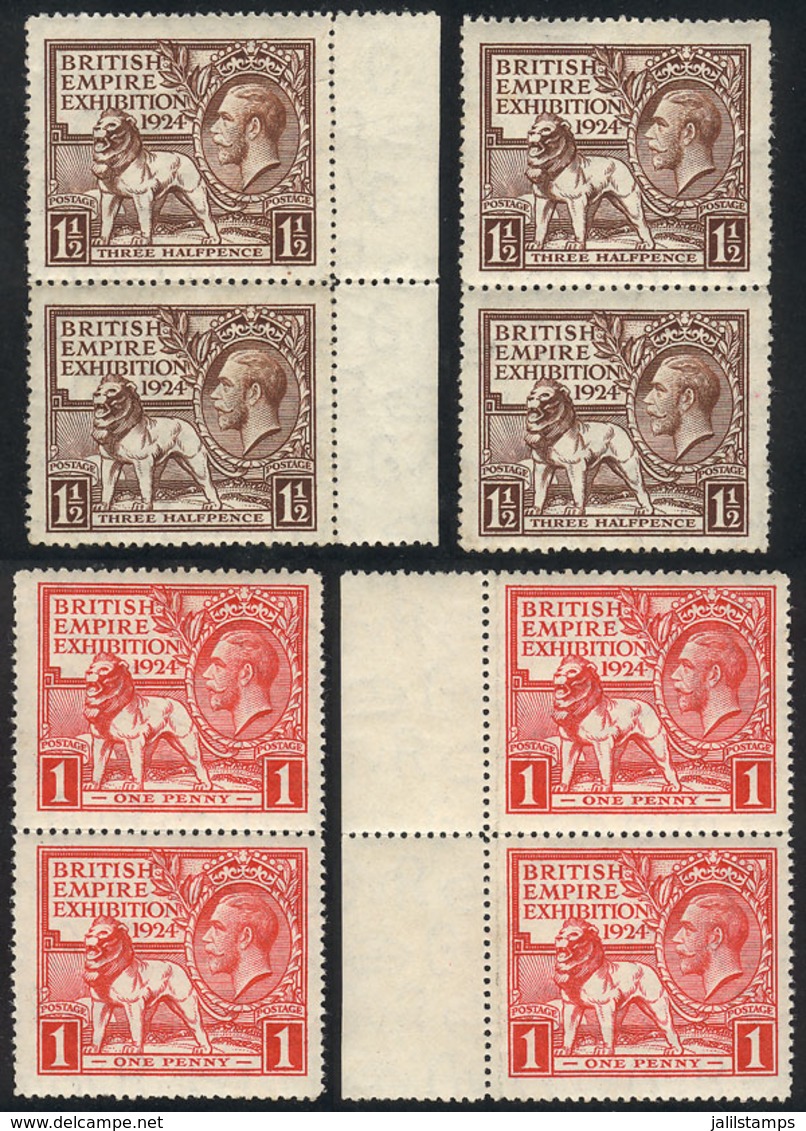 GREAT BRITAIN: Sc.185/6, 1924 Exhibition Of The British Empire, Cmpl. Set Of 2 MNH Values, 4 Complete Sets, VF Quality,  - Other & Unclassified