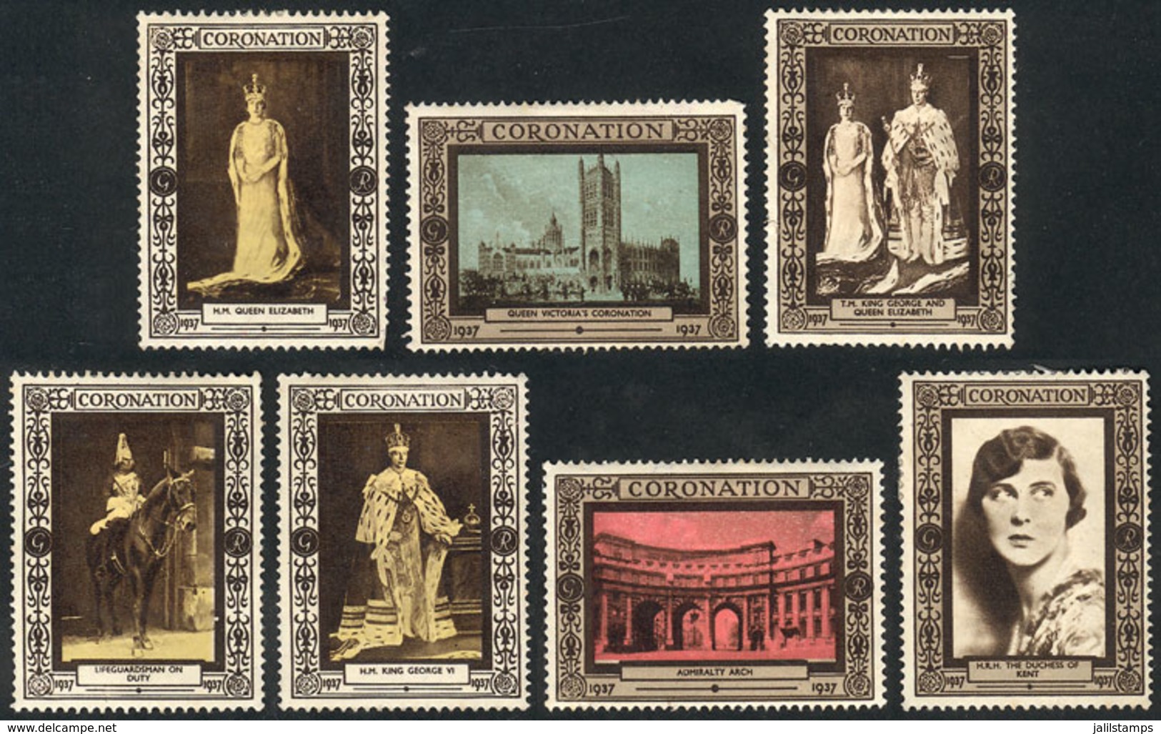 GREAT BRITAIN: 7 Cinderellas Of 1937: Coronation Of Queen Victoria - Andere & Zonder Classificatie