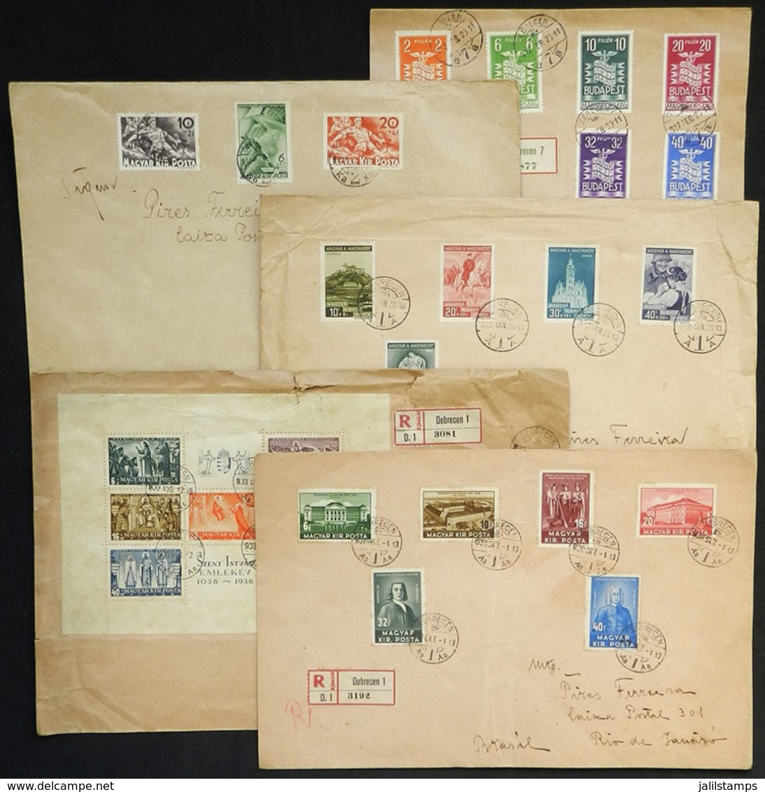 HUNGARY: 5 Covers Sent To Brazil Between 1933 And 1939, Some With Defects, Others Of Fine Quality, Low Start! - Altri & Non Classificati
