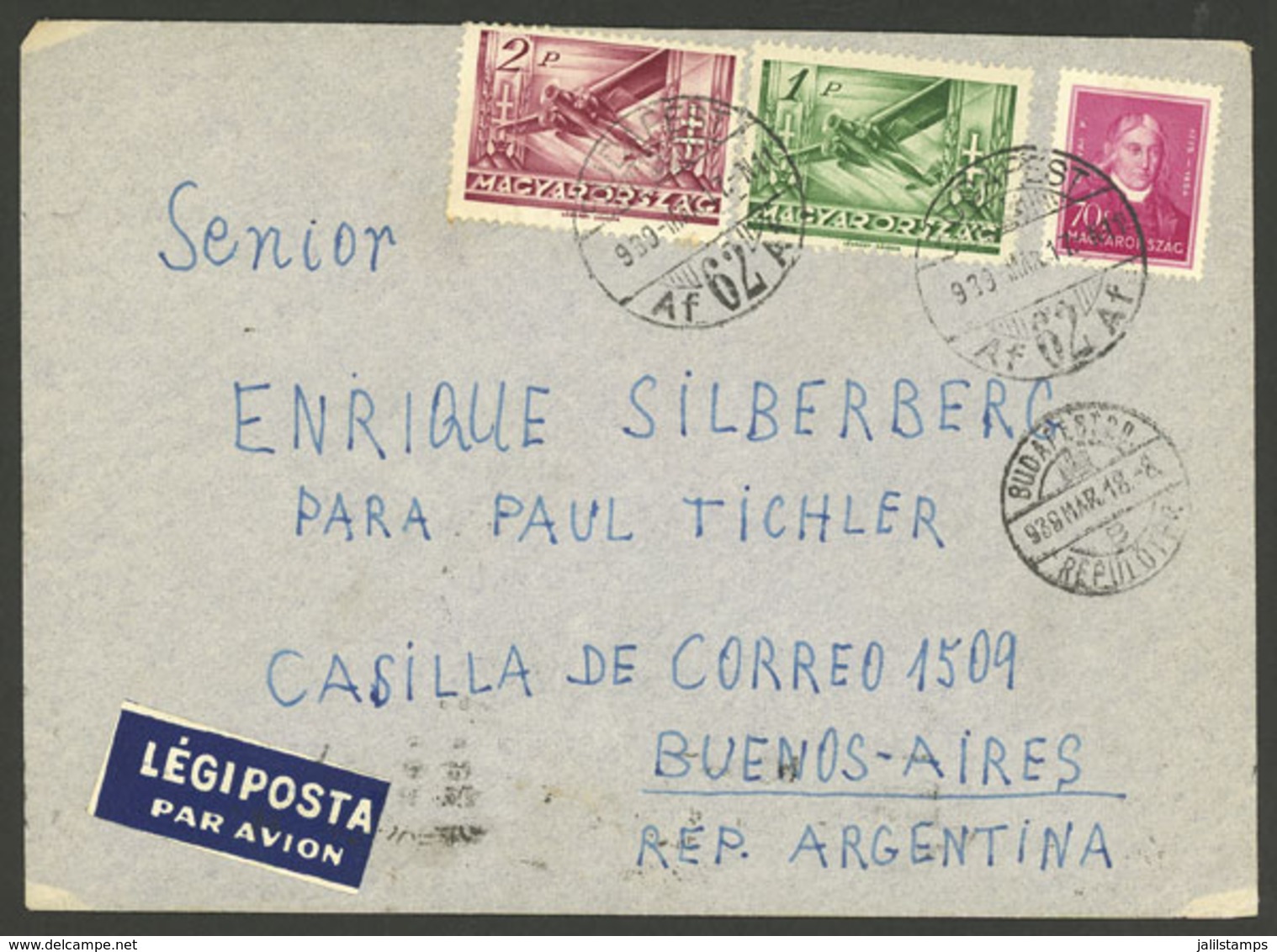 HUNGARY: Airmail Cover Sent From Budapest To Argentina On 17/MAR/1939, Very Nice! - Other & Unclassified