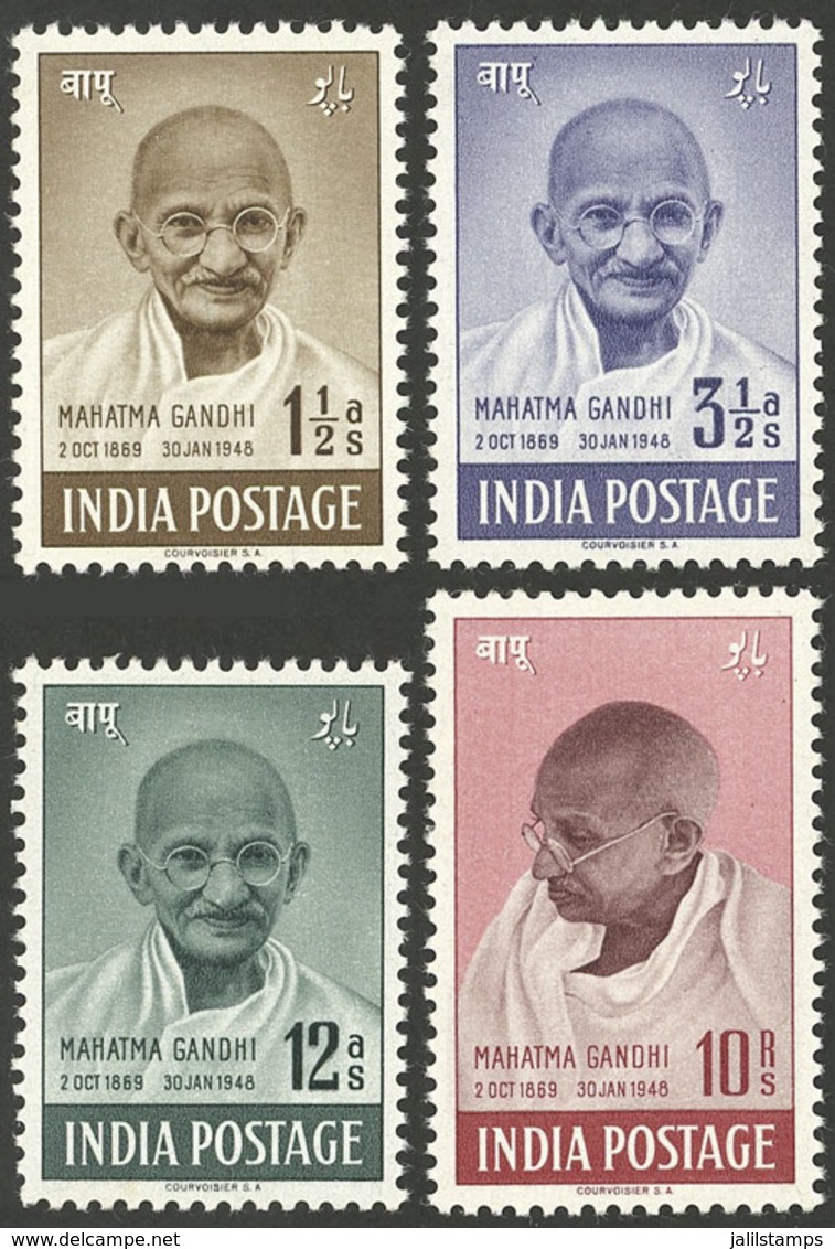 INDIA: Sc.203/206, 1948 Mahatma Gandhi, Cmpl. Set Of 4 MNH Values, Superb Quality! - Other & Unclassified