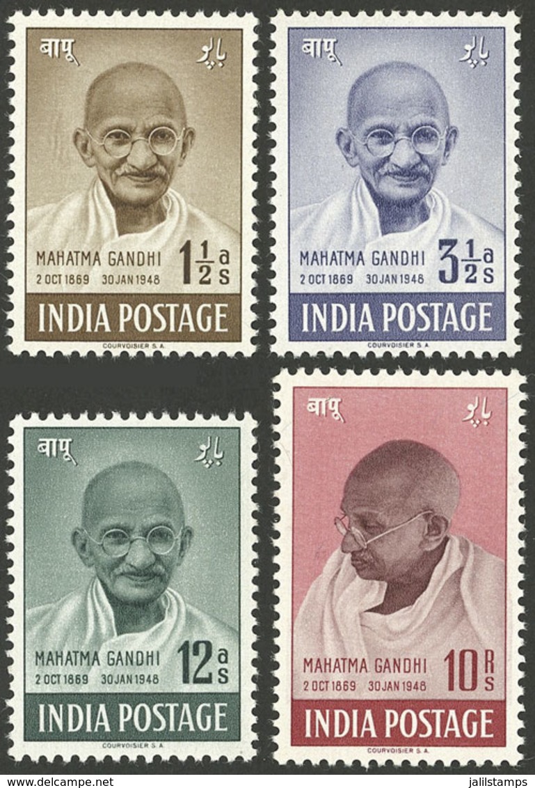 INDIA: Sc.203/206, 1948 Mahatma Gandhi, Cmpl. Set Of 4 Values, Mint Lightly Hinged, VF Quality! - Other & Unclassified