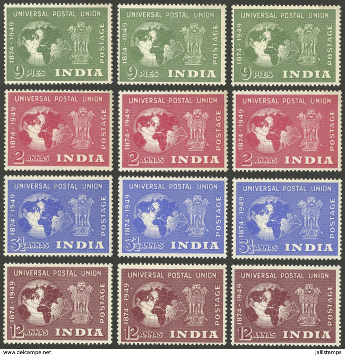 INDIA: Sc.223/226, 1949 UPU 75 Years, 3 Cmpl. Sets, MNH, Excellent Quality! - Autres & Non Classés