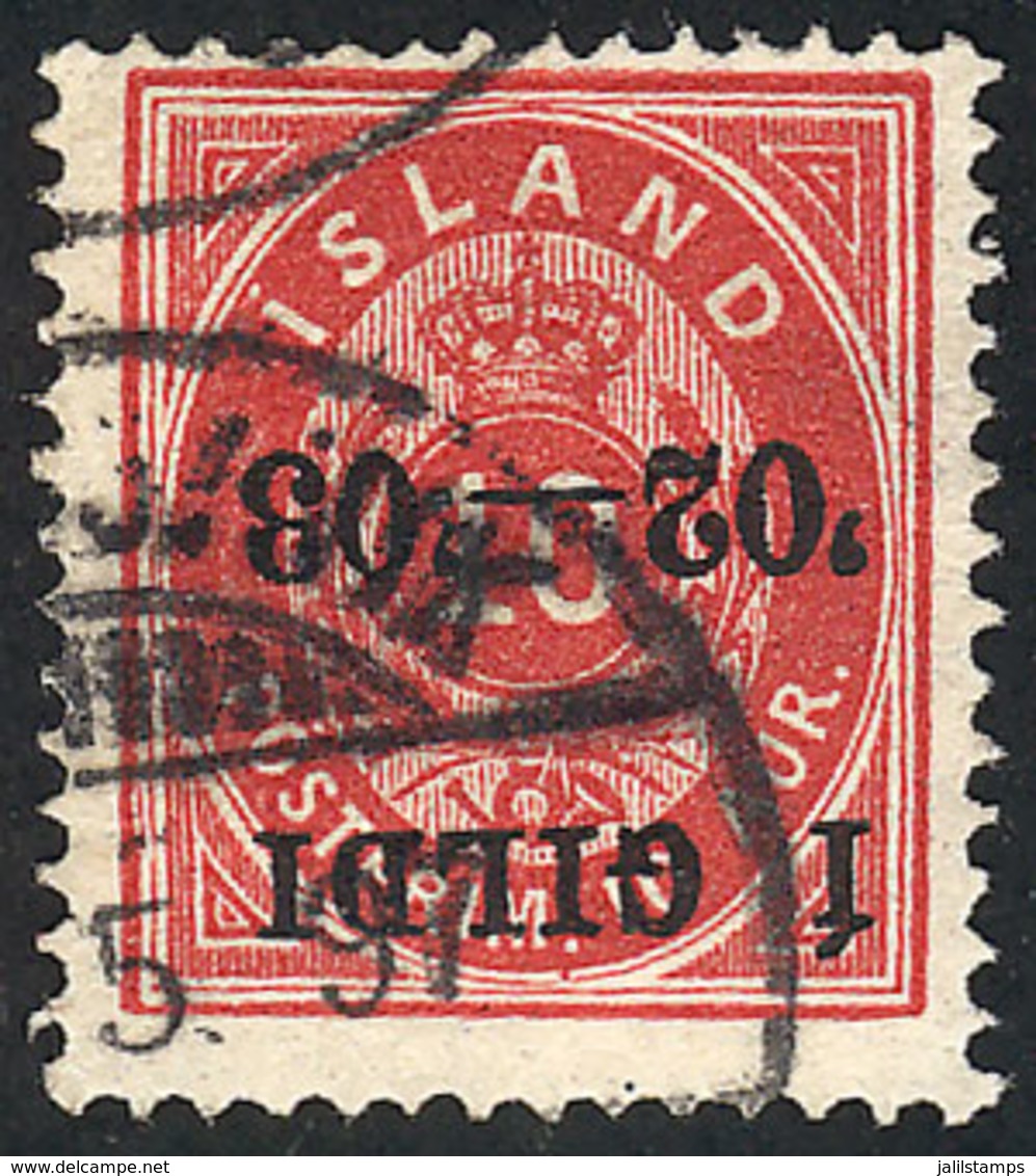 ICELAND: Sc.54a, 1902/3 10a. With INVERTED OVERPRINT, Used, VF Quality, Catalog Value US$140. - Other & Unclassified