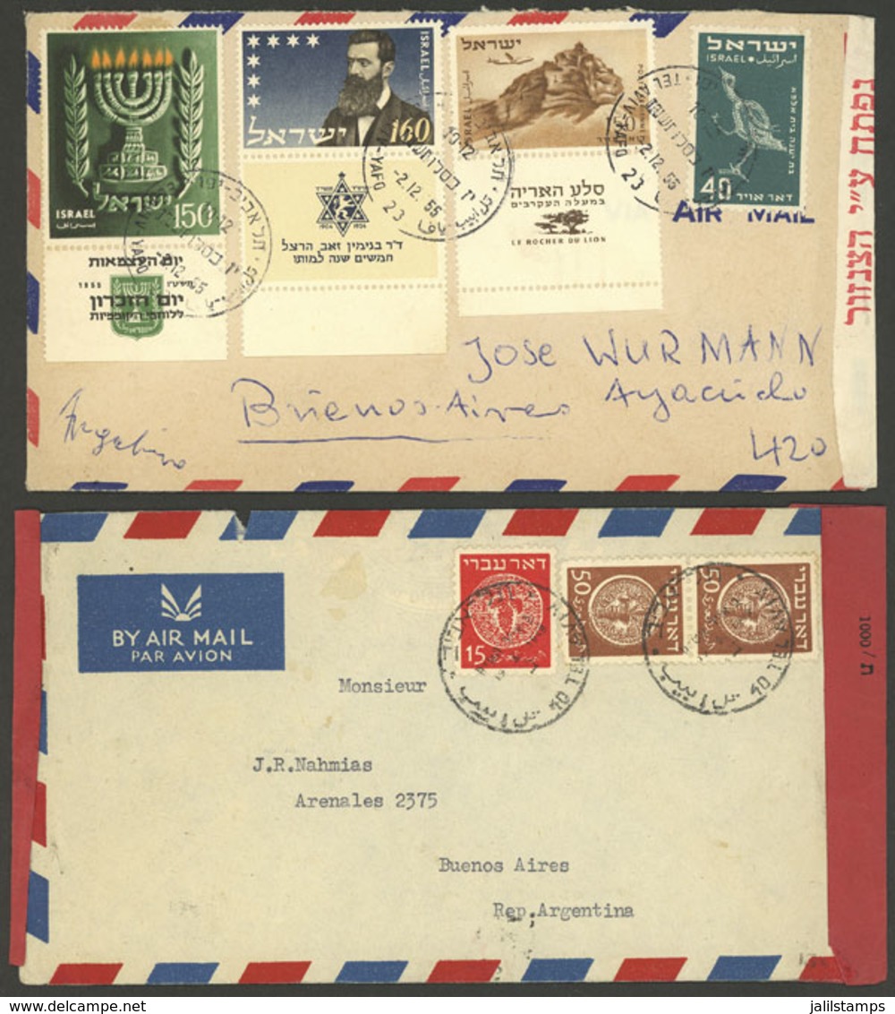 ISRAEL: CENSORS: 2 Covers Sent To Argentina In 1949 And 1955, Both Censored, VF Quality! - Other & Unclassified