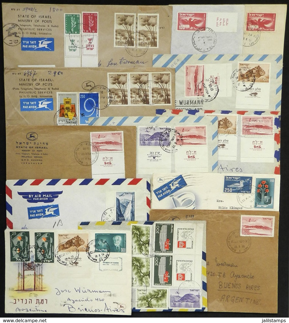 ISRAEL: 13 Covers Sent To Argentina Between Circa 1950 And 1955, All Include In Their Postage Airmail Stamps, Some Are V - Other & Unclassified