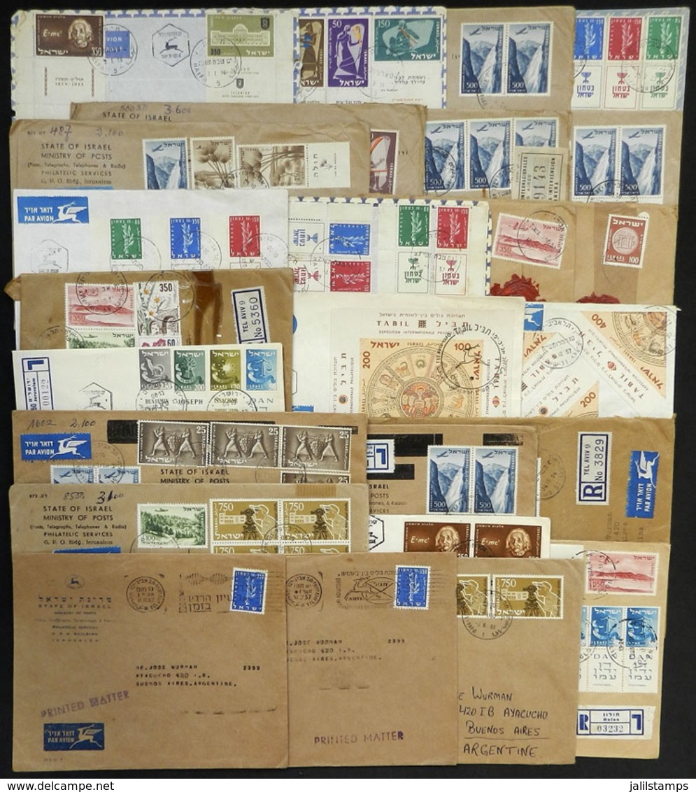 ISRAEL: 25 Covers Sent To Argentina In 1950s, Most Registered And With Spectacular Frankings! - Other & Unclassified