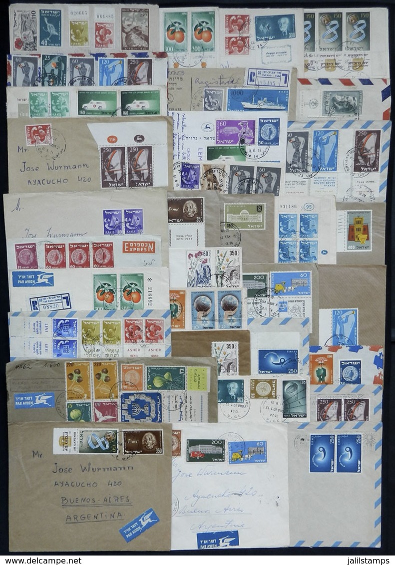 ISRAEL: 33 Covers, Almost All Sent To Argentina In The 1950s, There Are Very Attractive And Interesting Postages, Very F - Other & Unclassified