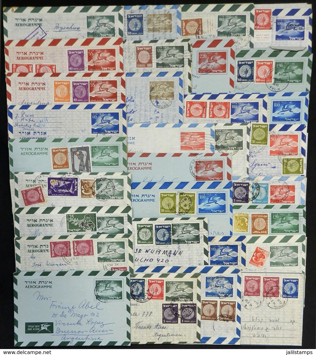 ISRAEL: 30 Aerograms Sent To Argentina In 1950s, There Are Nice Additional Frankings And Interesting Postal Marks, Very  - Other & Unclassified
