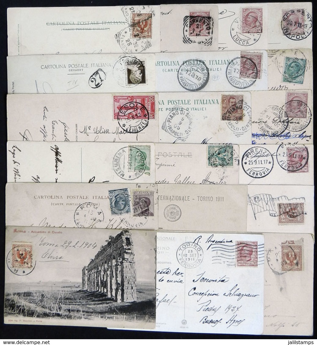 ITALY: 19 Old Postcards, Almost All Used, Several Very Interesting Cancels Can Be Seen, And Also Very Good Views! - Unclassified