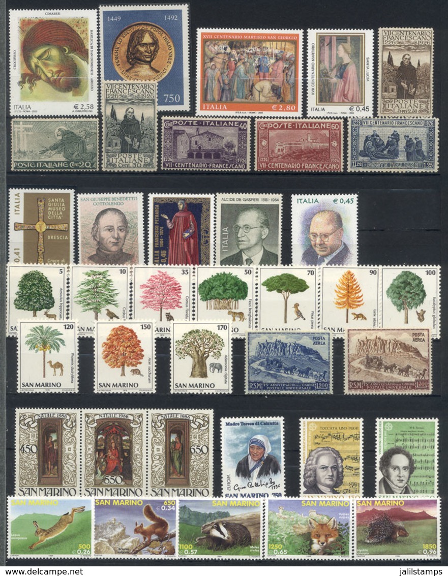 ITALY + SAN MARINO: Stockbook With VERY THEMATIC Stamps, Sets And Souvenir Sheets, Mint Never Hinged And Of Excellent Qu - Unclassified