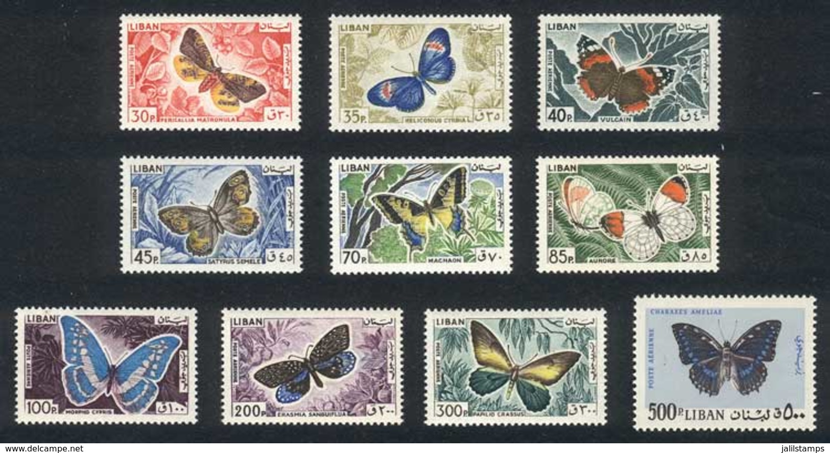LEBANON: Sc.C427/436, Butterflies, Complete Set Of 10 Unmounted Values, Excellent Quality! - Líbano